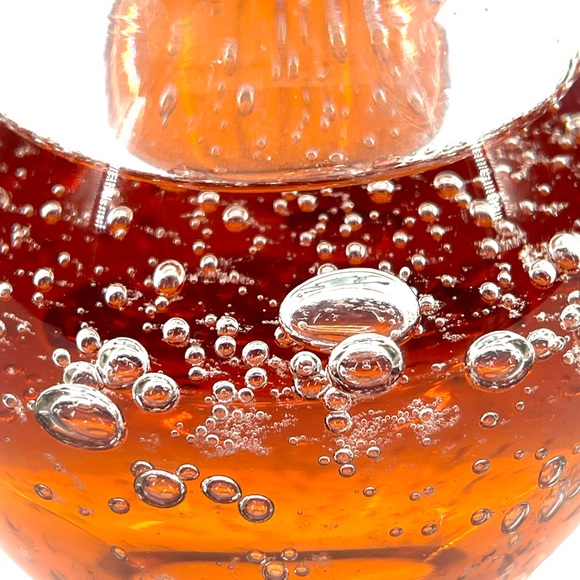Studio Art Glass Small Candle Holder Amber Colored with Controlled Bubbles - Picture 6 of 8